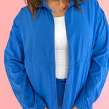 Peplum Windbreaker Jacket- Blue - Ana Patricia Boutique