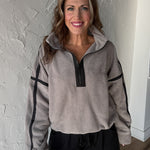 Oversized Fleece Pullover-Grey - Ana Patricia Boutique