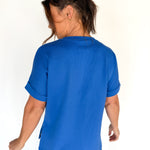 Luxe Ribbed Lounge Tee-Blue - Ana Patricia Boutique
