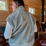 Oversized Sherpa Vest- Olive
