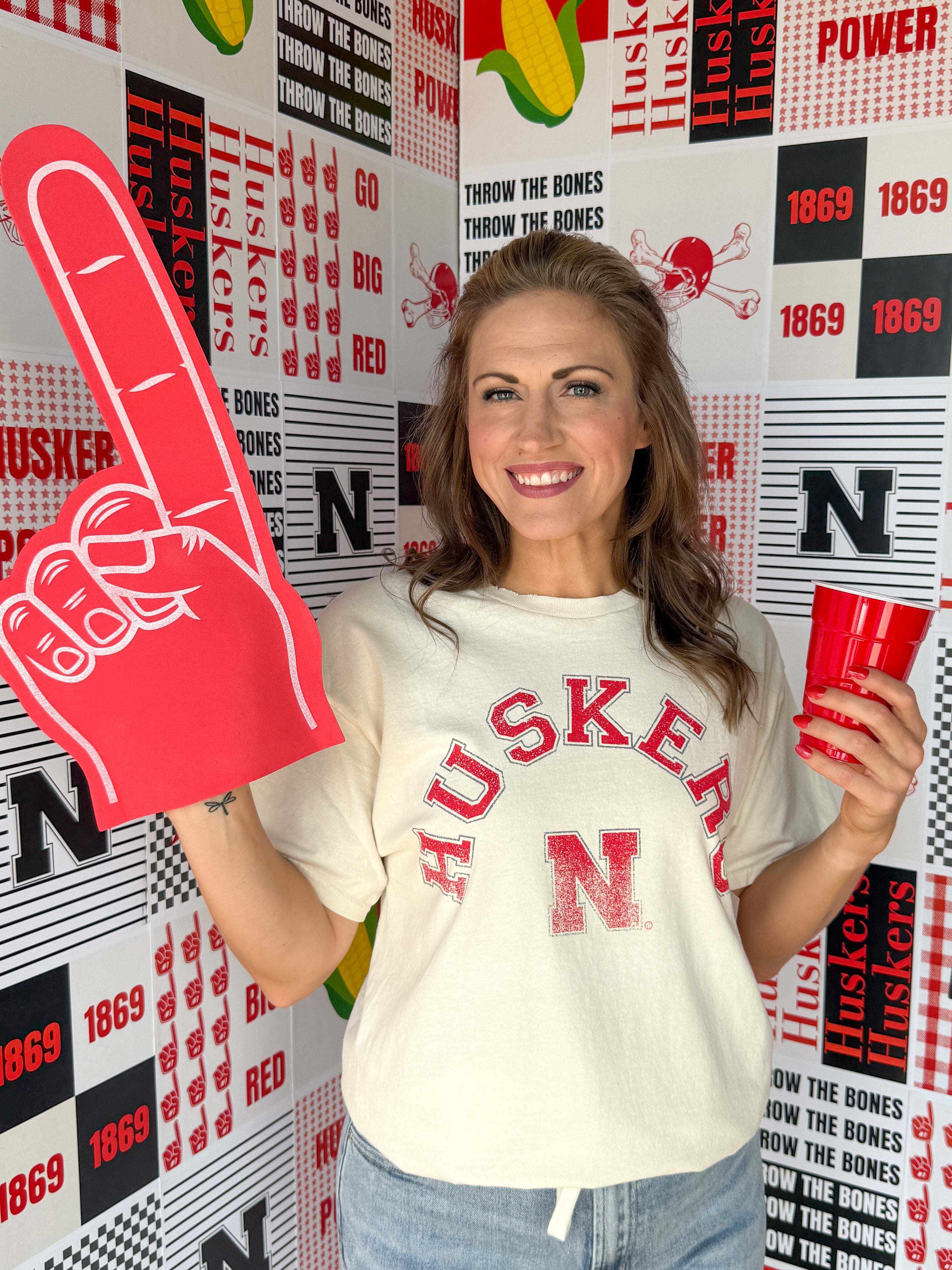 Nebraska Huskers Mega Arch Tee- Off White - Ana Patricia Boutique