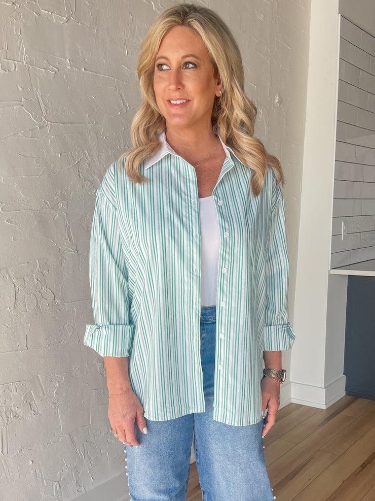 Cultivated Chic Button Up- Green