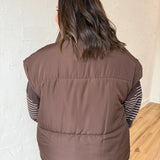 Oversized Puffer Vest- Brown