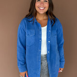 Snap Oversized Jacket- Royal Blue