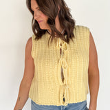 Front Tie Sweater Vest- Butter Yellow