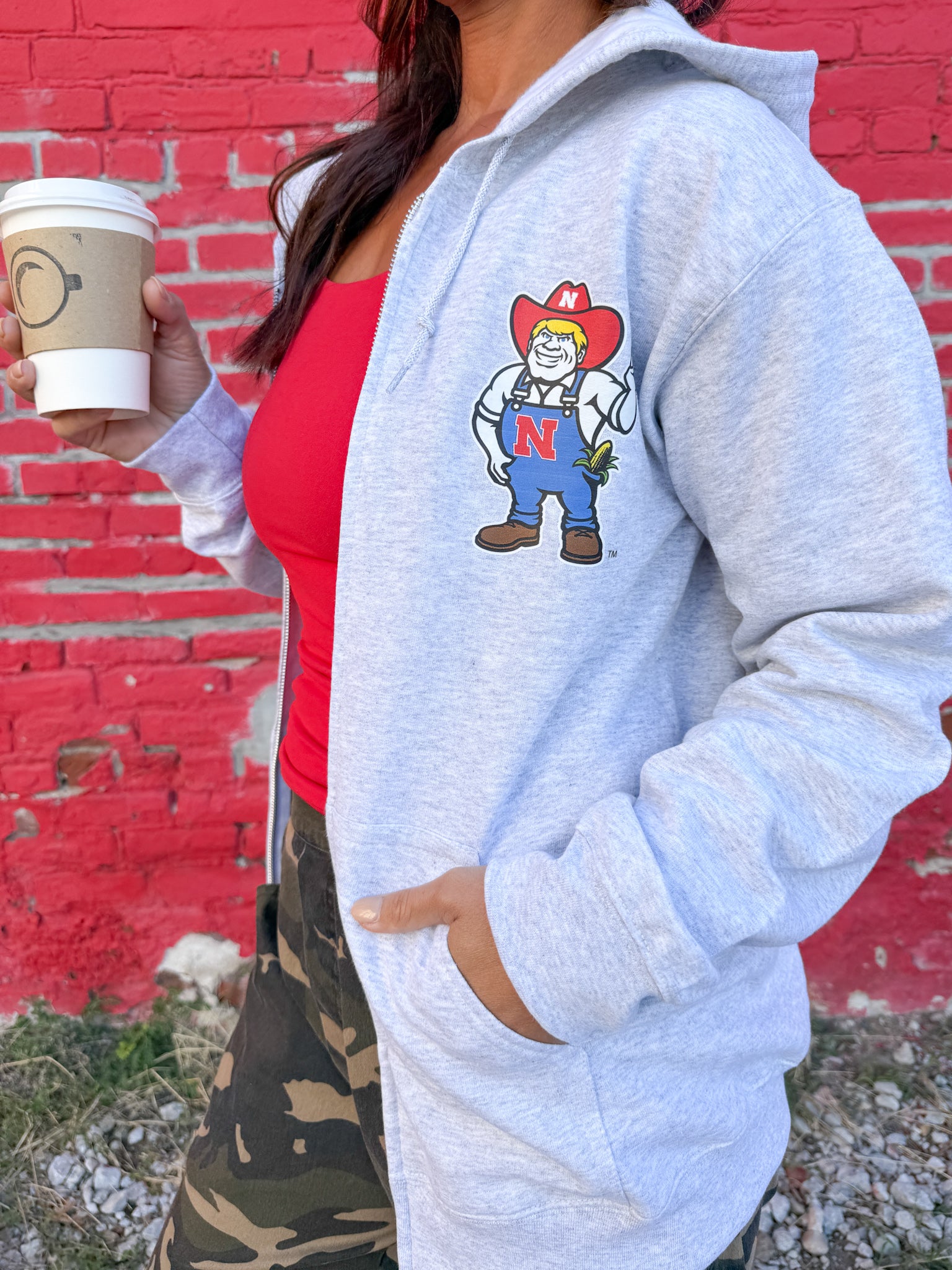 Huskers Memorial Stadium Zip Up - Ana Patricia Boutique