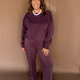 Off the Shoulder Sweatshirt- Merlot