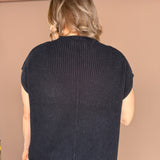 Ribbed Mock Neck Sweater-Black