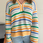 Multi Color Stripe Crochet Hoodie - Ana Patricia Boutique