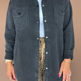 Snap Oversized Jacket- Black