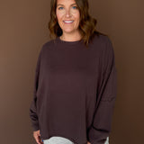 Classic Oversized Long Sleeve Top-Brown
