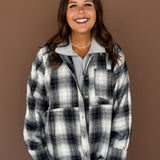 Plaid Flannel Button Up- Black