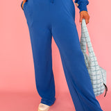 Scuba Wide Leg Pants- Blue - Ana Patricia Boutique