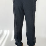 Mineral Wash Waffleknit Pants- Black