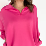Scuba Half Zip Pullover- Fuchsia