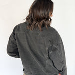 Boxy Cut Denim Jacket- Charcoal - Ana Patricia Boutique