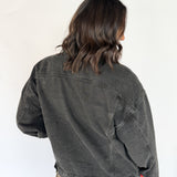 Boxy Cut Denim Jacket- Charcoal - Ana Patricia Boutique