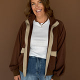 Scuba Colorblock Zip Up- Brown