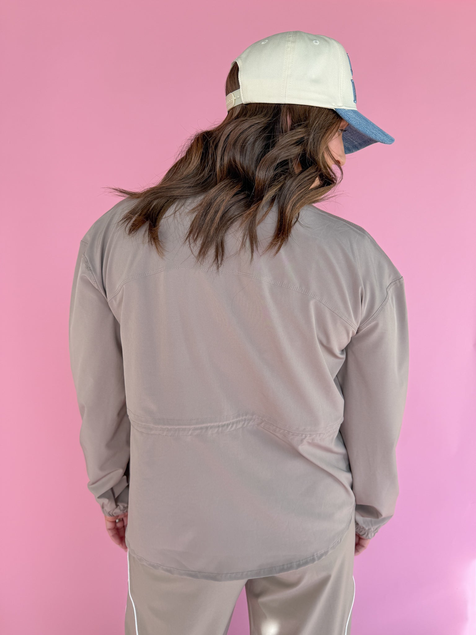 Peplum Windbreaker Jacket- Taupe - Ana Patricia Boutique