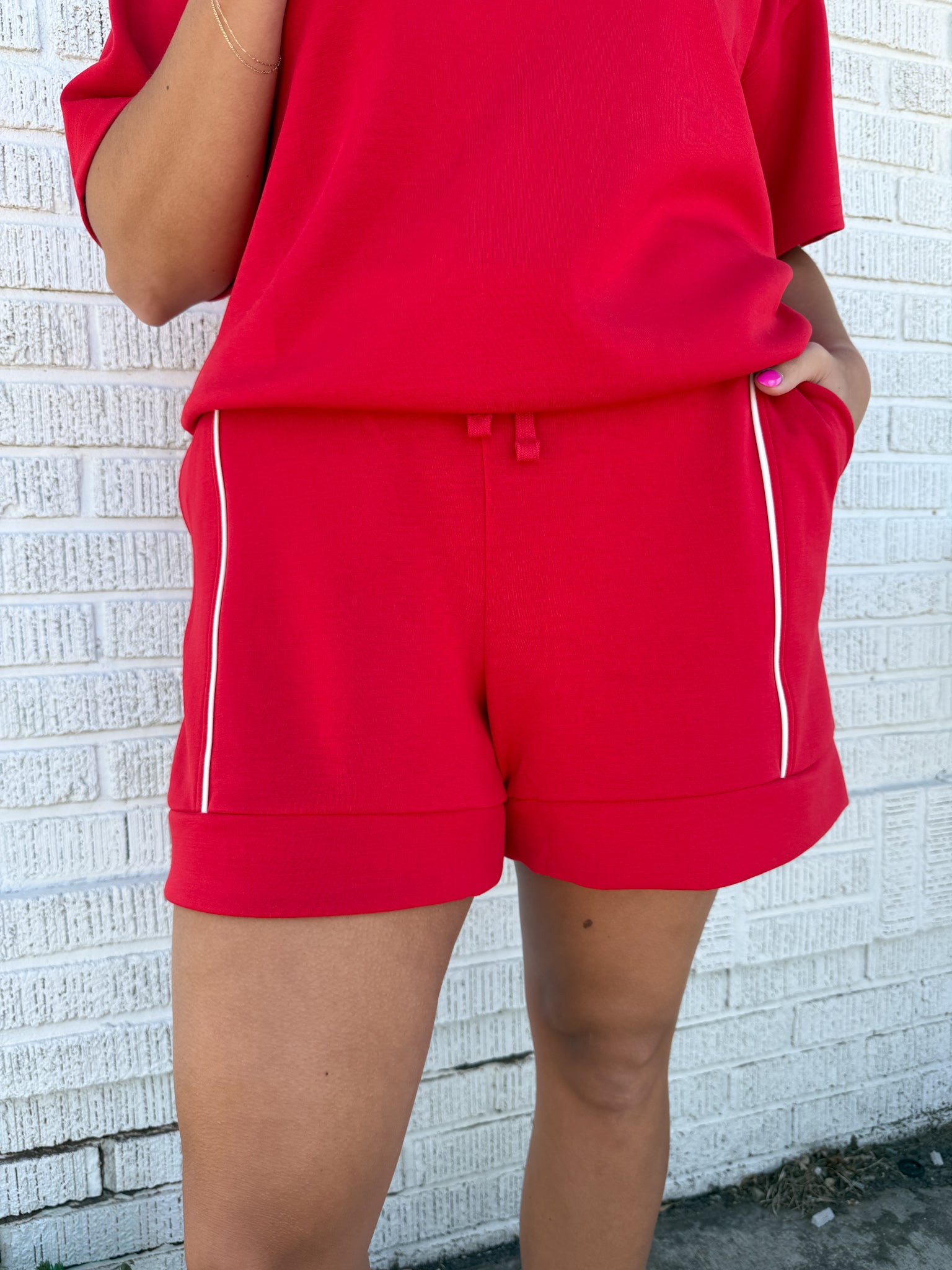 A Line Piping Shorts- Red - Ana Patricia Boutique