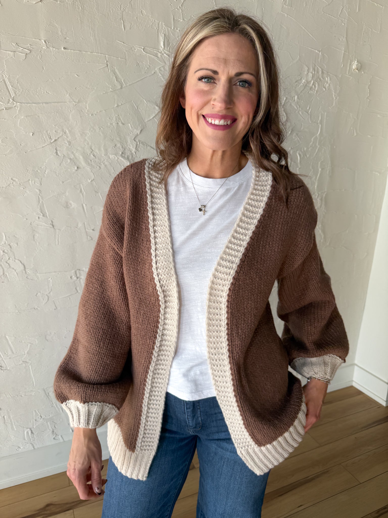 Open Front Sweater Cardigan- Mocha - Ana Patricia Boutique