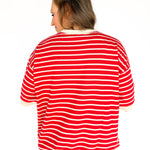 Stripe Oversized Tee- Red - Ana Patricia Boutique