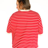 Stripe Oversized Tee- Red - Ana Patricia Boutique