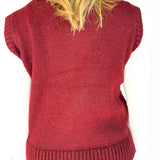 Floral Sweater Vest- Burgundy