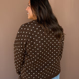 Irregular Dot Cardigan- Brown