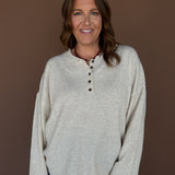 Oversized Henley Sweater- Oatmeal