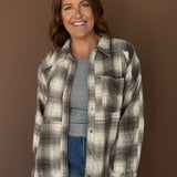Plaid Flannel Button Up- Black
