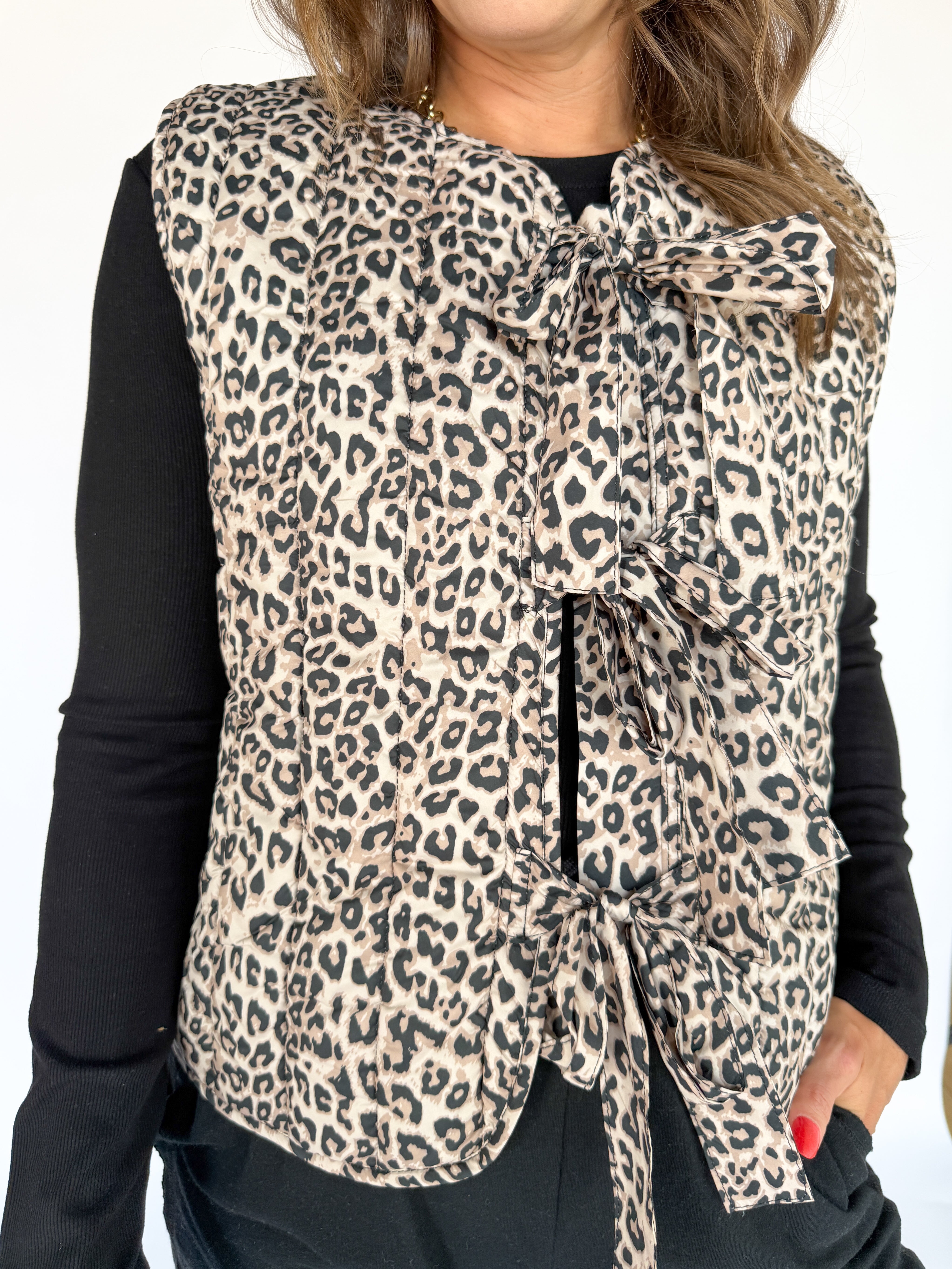 Leopard Tie Front Vest - Ana Patricia Boutique