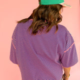 Oversized Stripe Tee- Pink/Blue - Ana Patricia Boutique