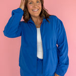 Peplum Windbreaker Jacket- Blue - Ana Patricia Boutique