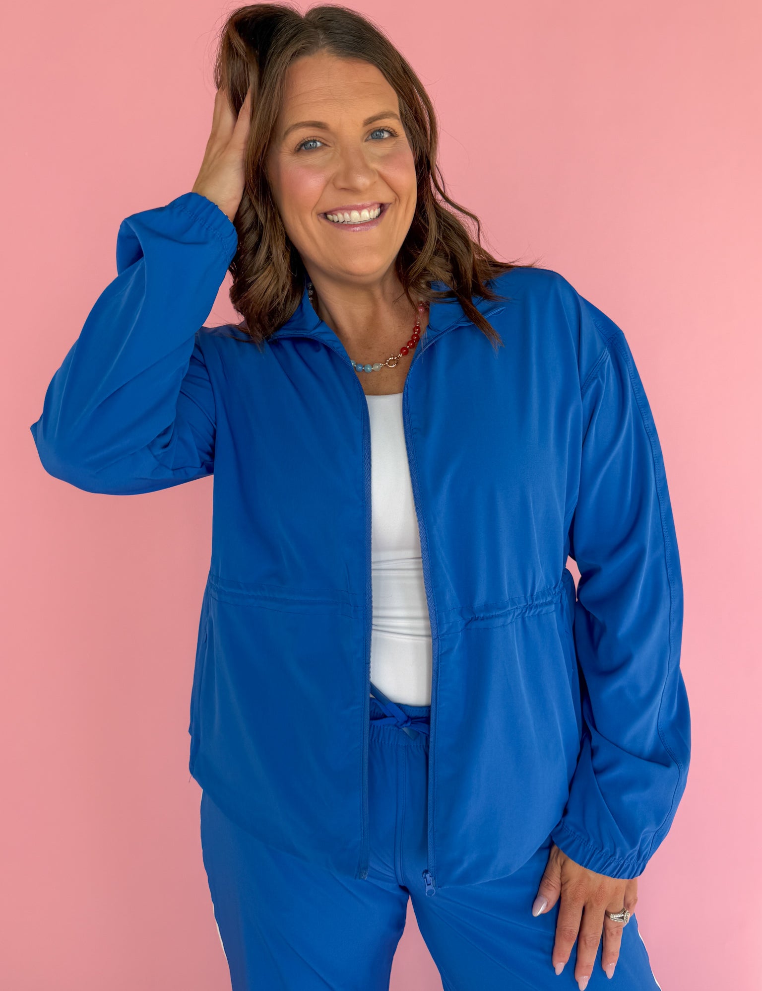 Peplum Windbreaker Jacket- Blue - Ana Patricia Boutique