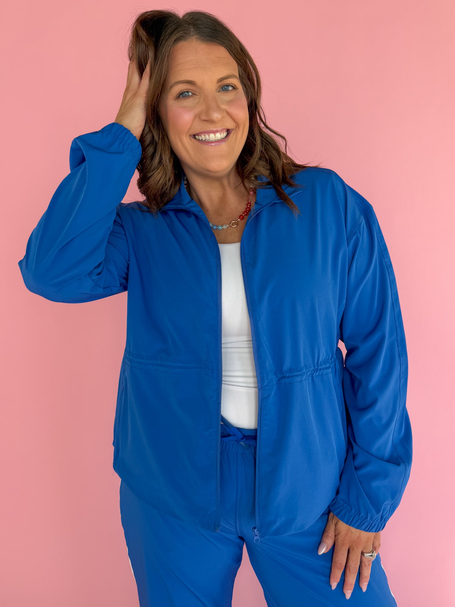 Peplum Windbreaker Jacket- Blue - Ana Patricia Boutique