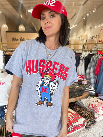 Herbie Husker Puff Tee- Grey