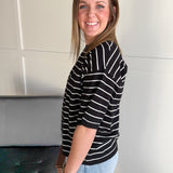 Oversized Stripe Top- Black - Ana Patricia Boutique