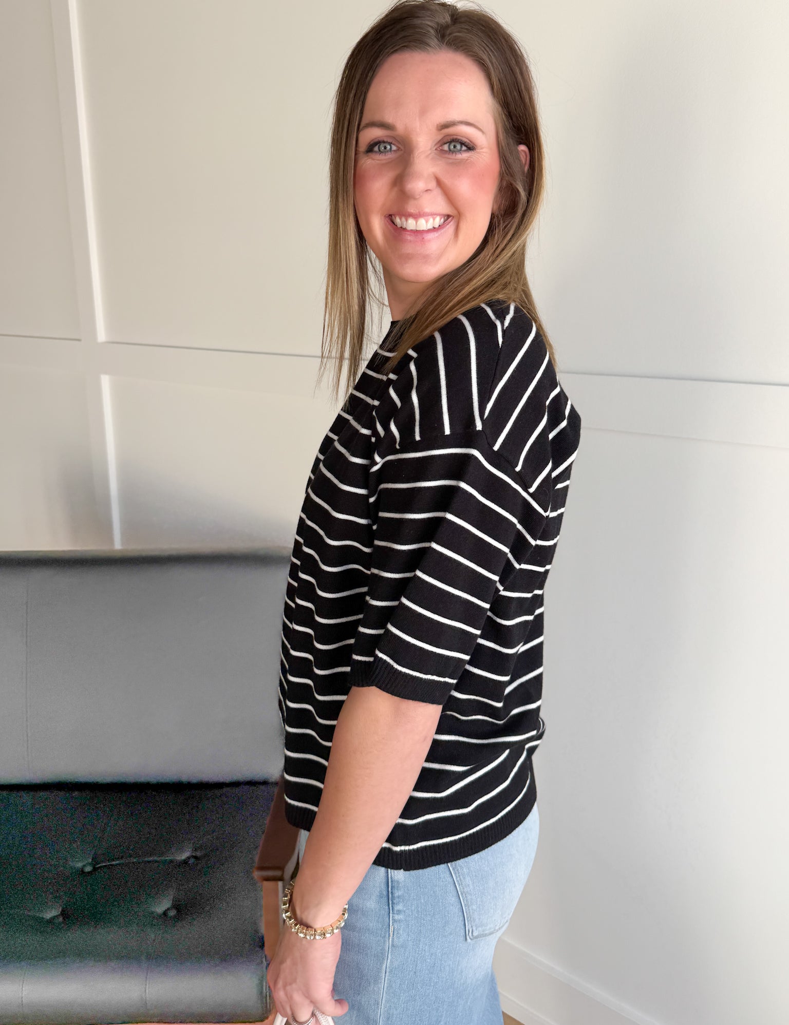 Oversized Stripe Top- Black - Ana Patricia Boutique