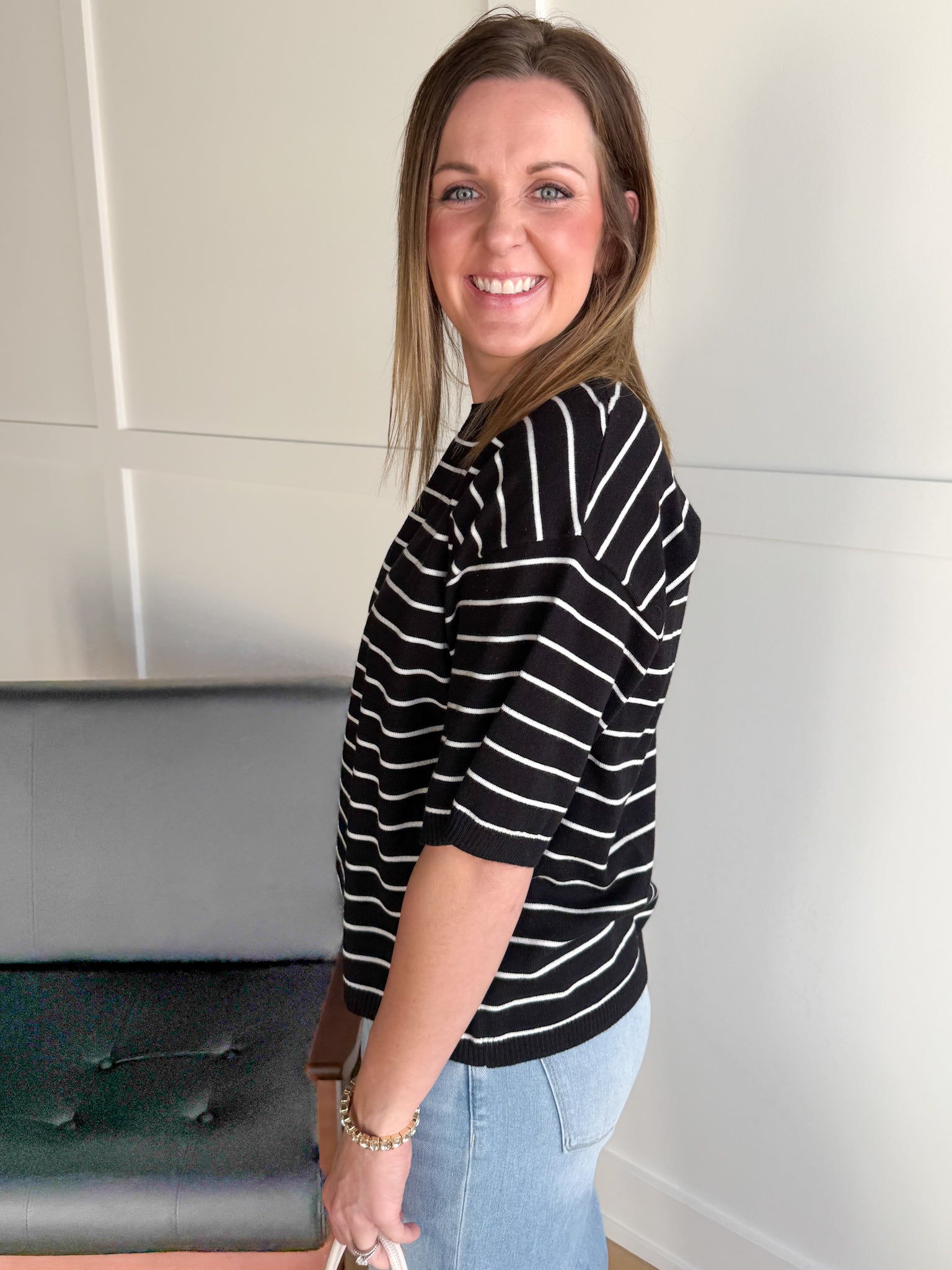 Oversized Stripe Top- Black - Ana Patricia Boutique