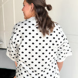 Oversized Polka Dot Top- White - Ana Patricia Boutique