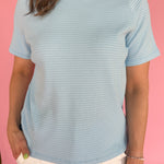 Textured Stripe Tee- Blue - Ana Patricia Boutique