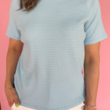 Textured Stripe Tee- Blue - Ana Patricia Boutique