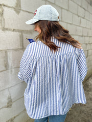 The Alex Stripe Top- Blue - Ana Patricia Boutique