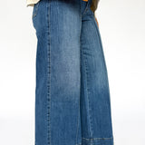 Pintuck Wide Leg Denim Jeans -Dark