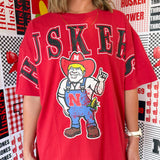 Nebraska Spilt Oversized Tee- Red