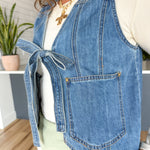 Denim Tie Front Vest - Ana Patricia Boutique