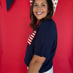 American Flag Knit Top- Navy - Ana Patricia Boutique
