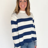 Contrasting Stripe Sweater- Navy