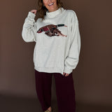 Mallard Duck Embroidered Mock Neck
